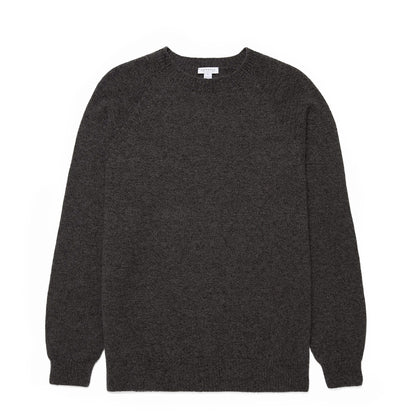 Sunspel Lambswool Crew Neck Dark Green Twist - The Sporting Lodge