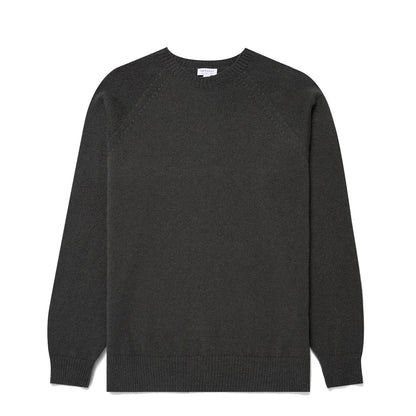 Sunspel Lambswool Crew Neck Drill Green - The Sporting Lodge