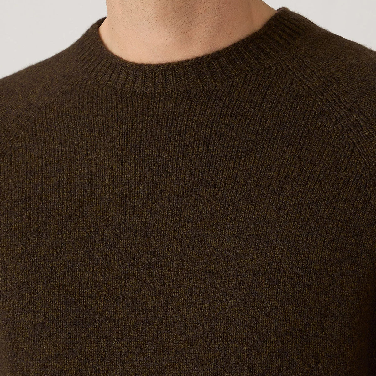 Sunspel Lambswool Crew Neck Jumper Loden Green Twist