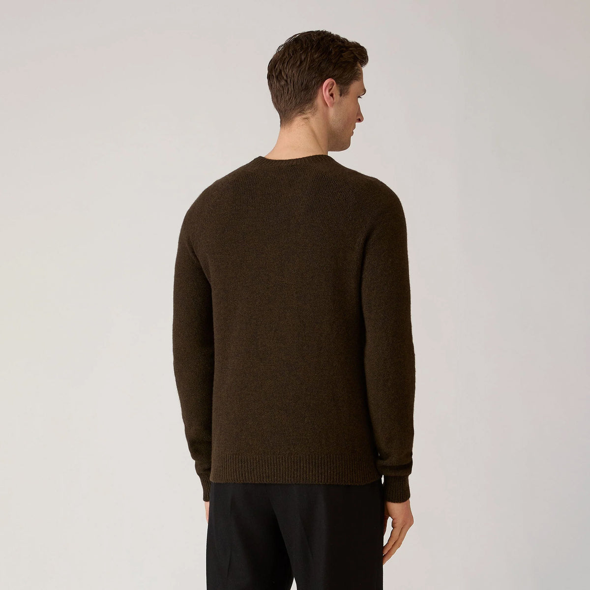 Sunspel Lambswool Crew Neck Jumper Loden Green Twist