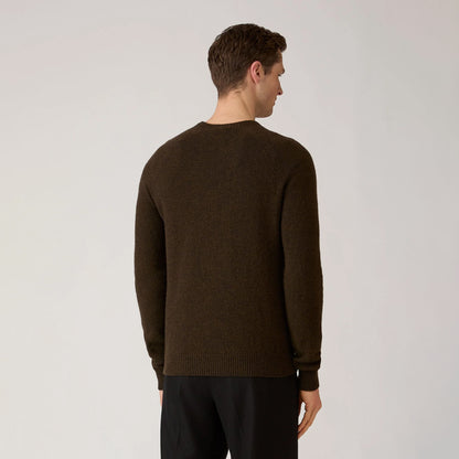 Sunspel Lambswool Crew Neck Jumper Loden Green Twist