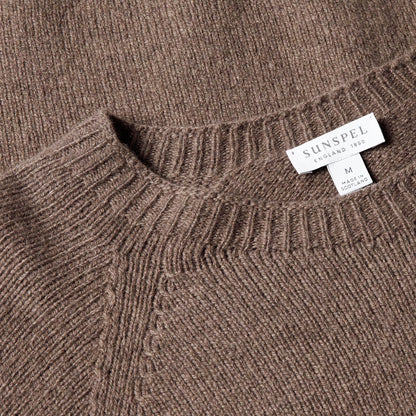 Sunspel Lambswool Crew Neck Knit Cedar - The Sporting Lodge