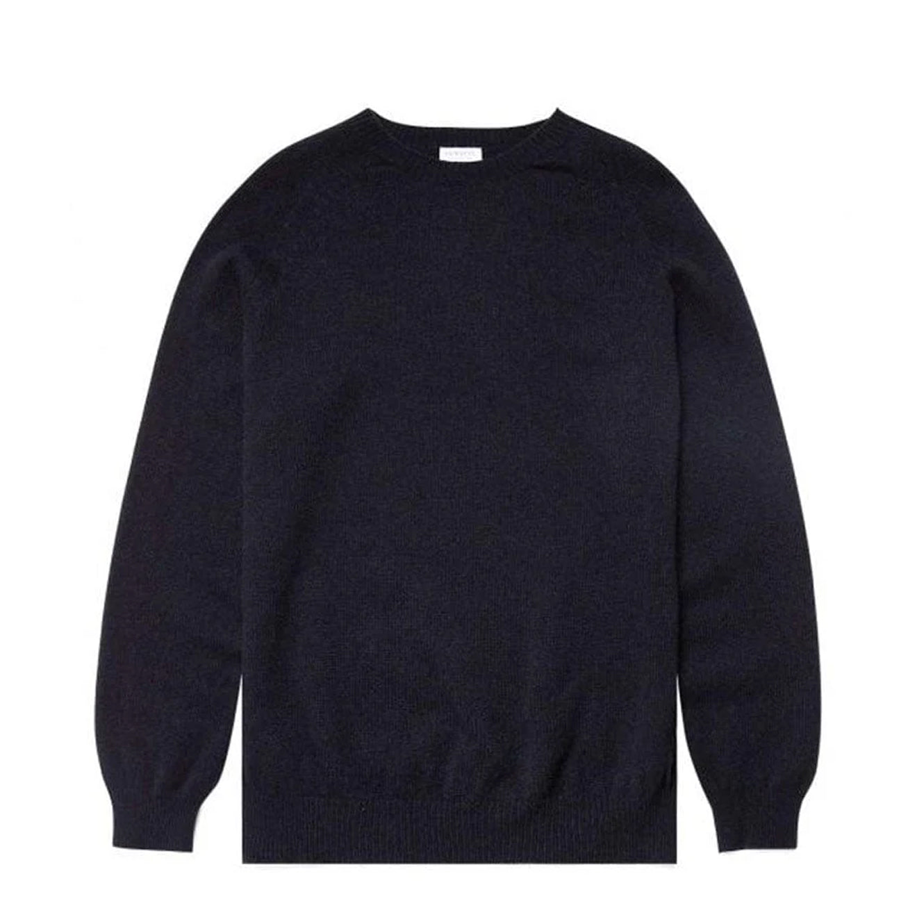 Sunspel Lambswool Crew Neck Knit Dark Navy Mouline - The Sporting Lodge
