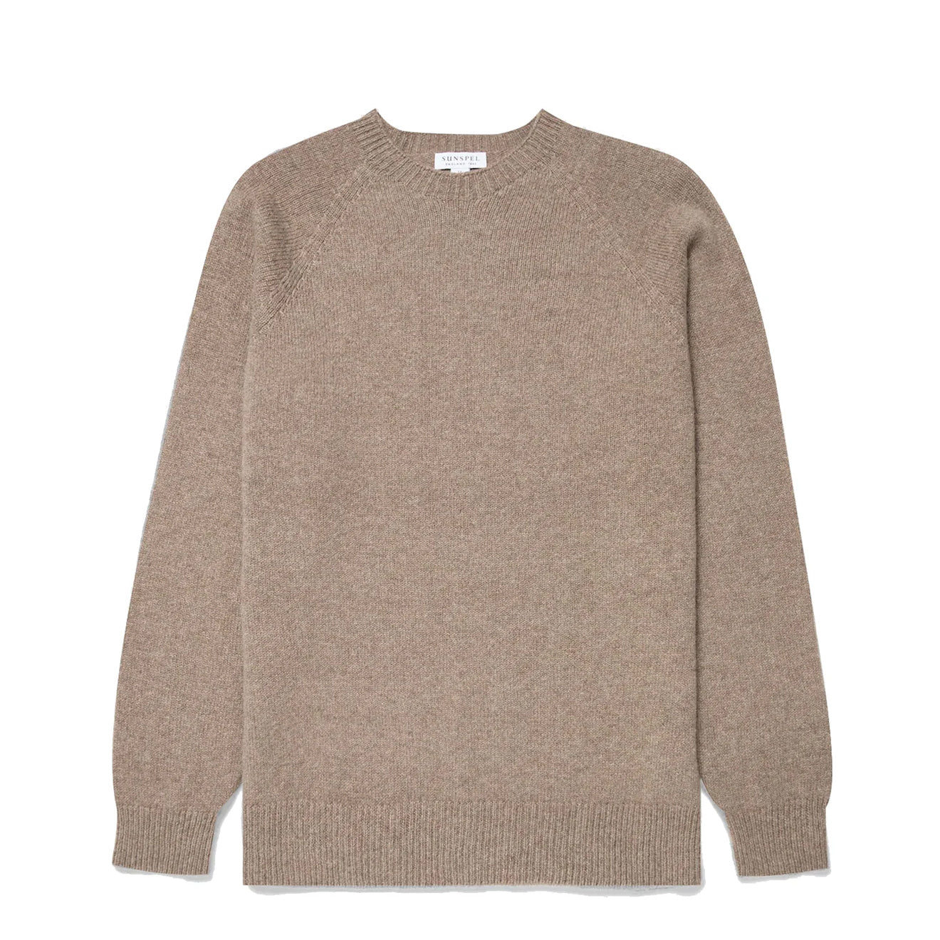 Sunspel Lambswool Crew Neck Sandstone - The Sporting Lodge
