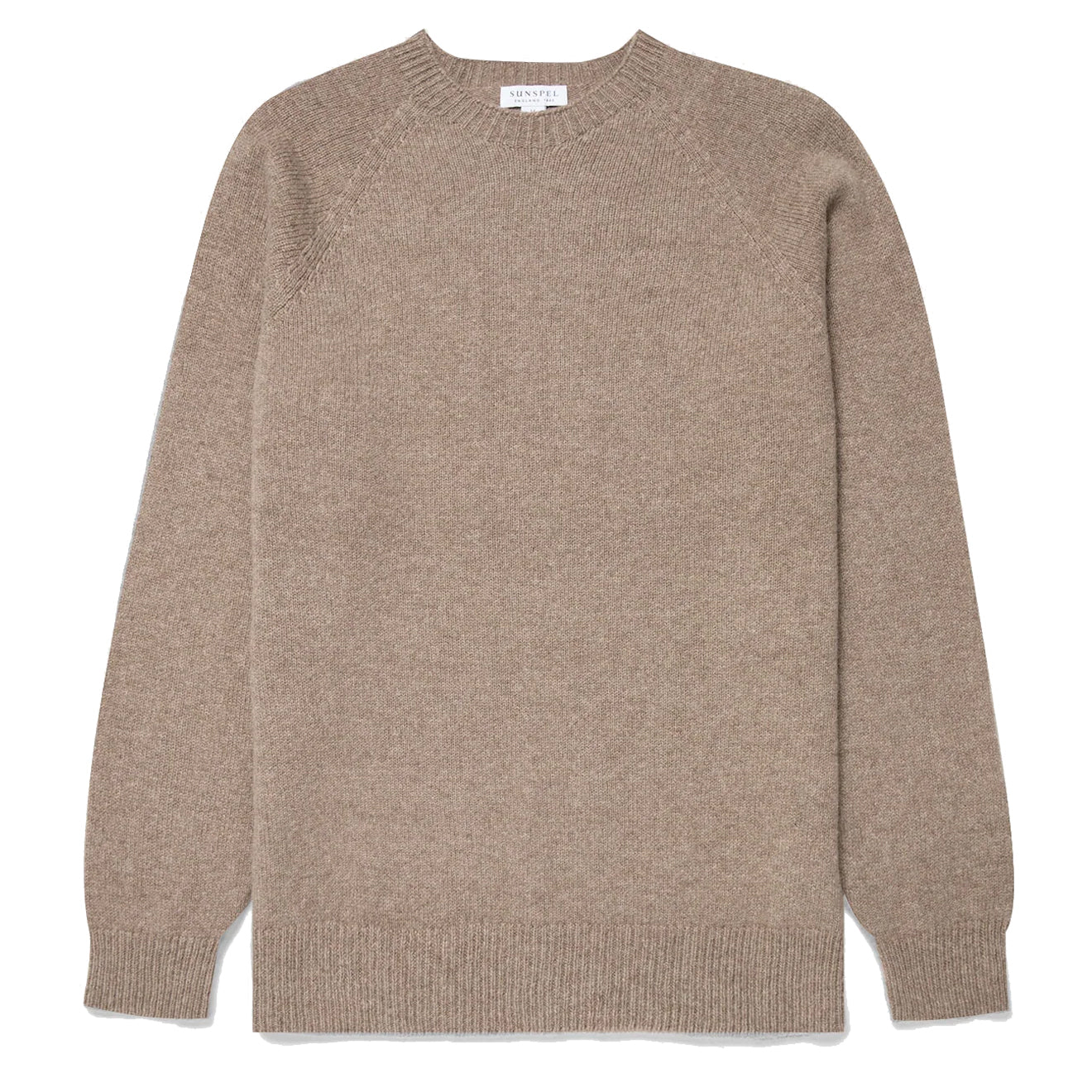 Sunspel Lambswool Crew Neck Sandstone - The Sporting Lodge
