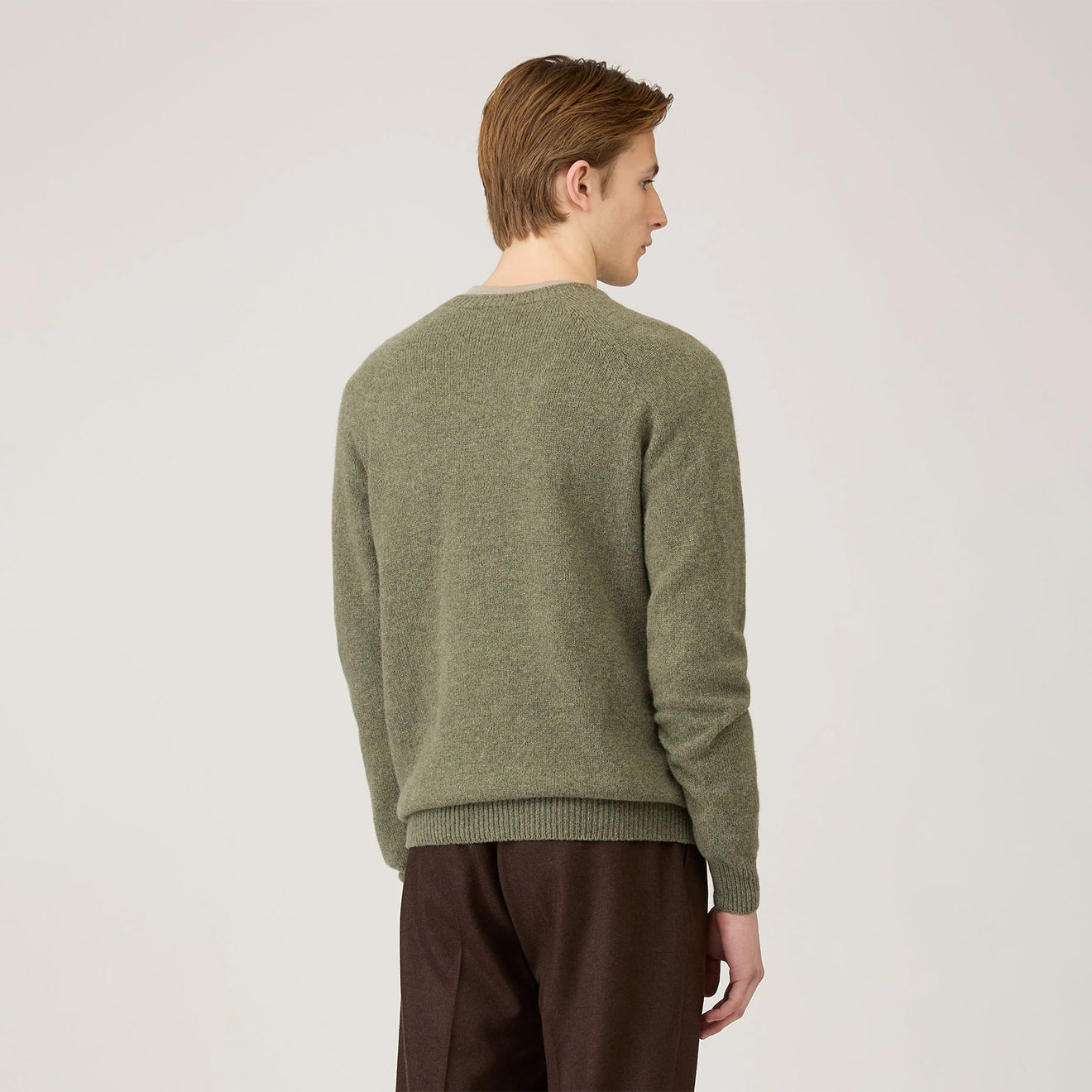 Sunspel Lambswool Crew Neck Sea Moss - The Sporting Lodge
