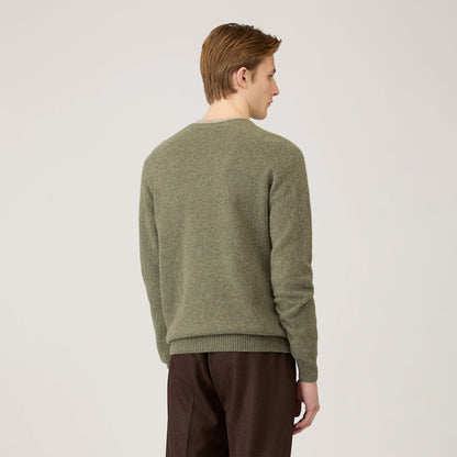 Sunspel Lambswool Crew Neck Sea Moss - The Sporting Lodge