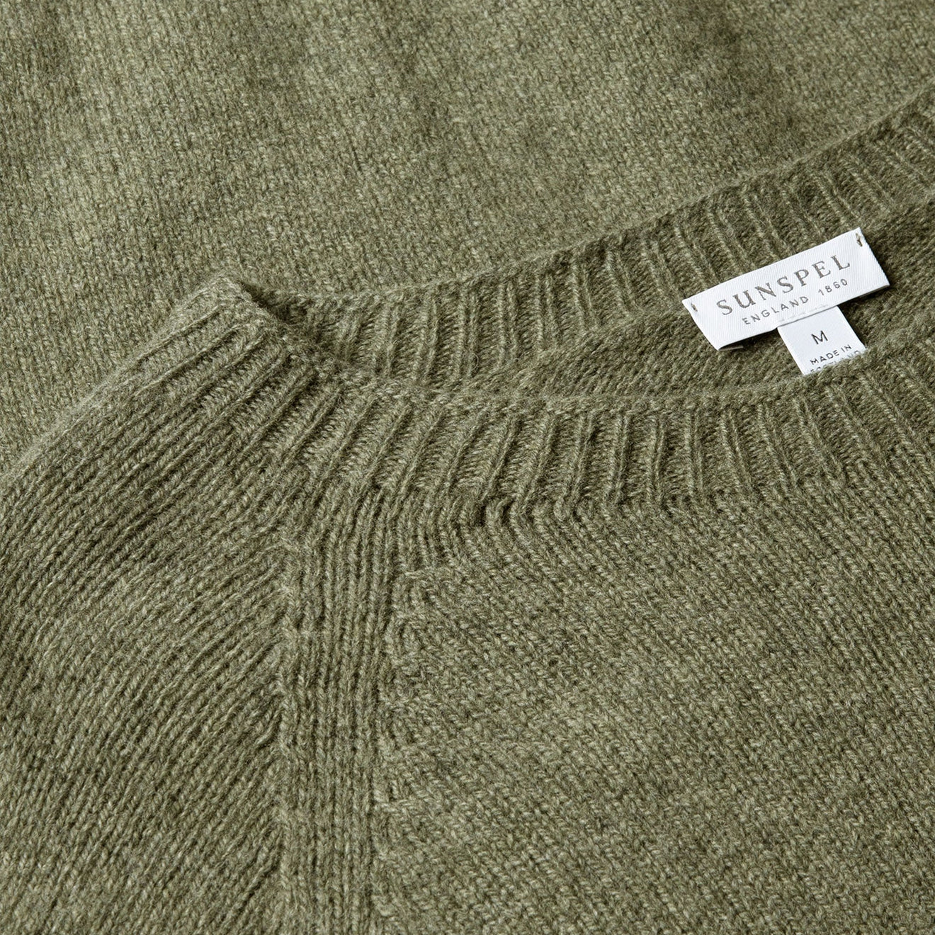 Sunspel Lambswool Crew Neck Sea Moss - The Sporting Lodge