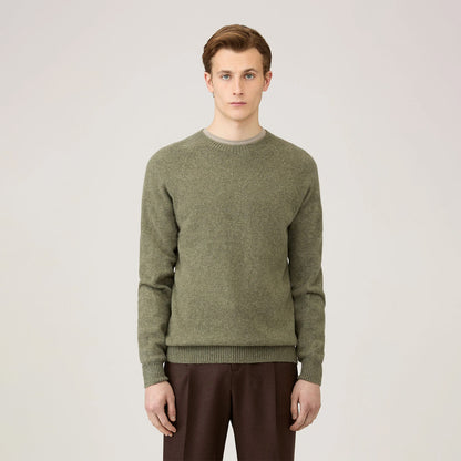 Sunspel Lambswool Crew Neck Sea Moss - The Sporting Lodge