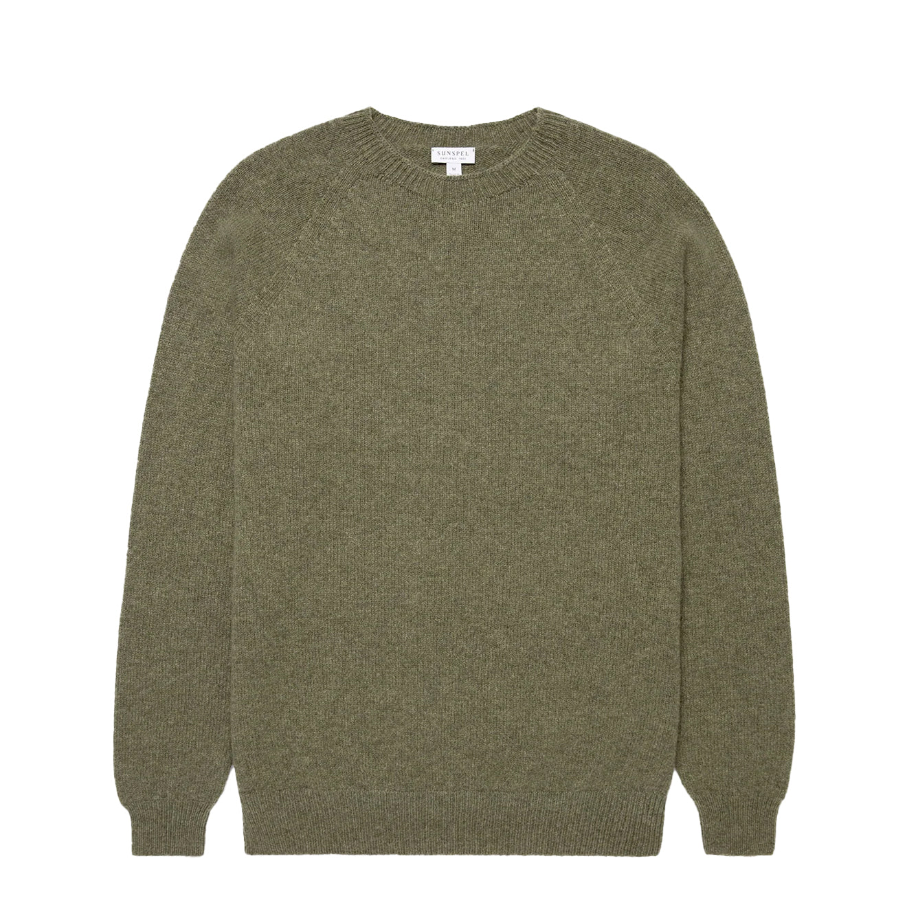 Sunspel Lambswool Crew Neck Sea Moss - The Sporting Lodge