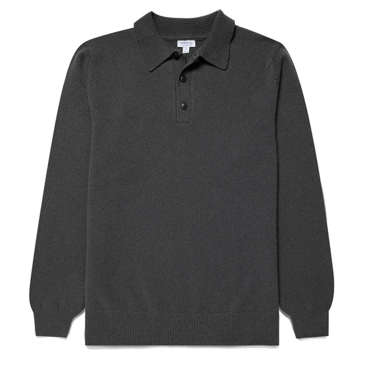 Sunspel Lambswool Polo Drill Green - The Sporting Lodge