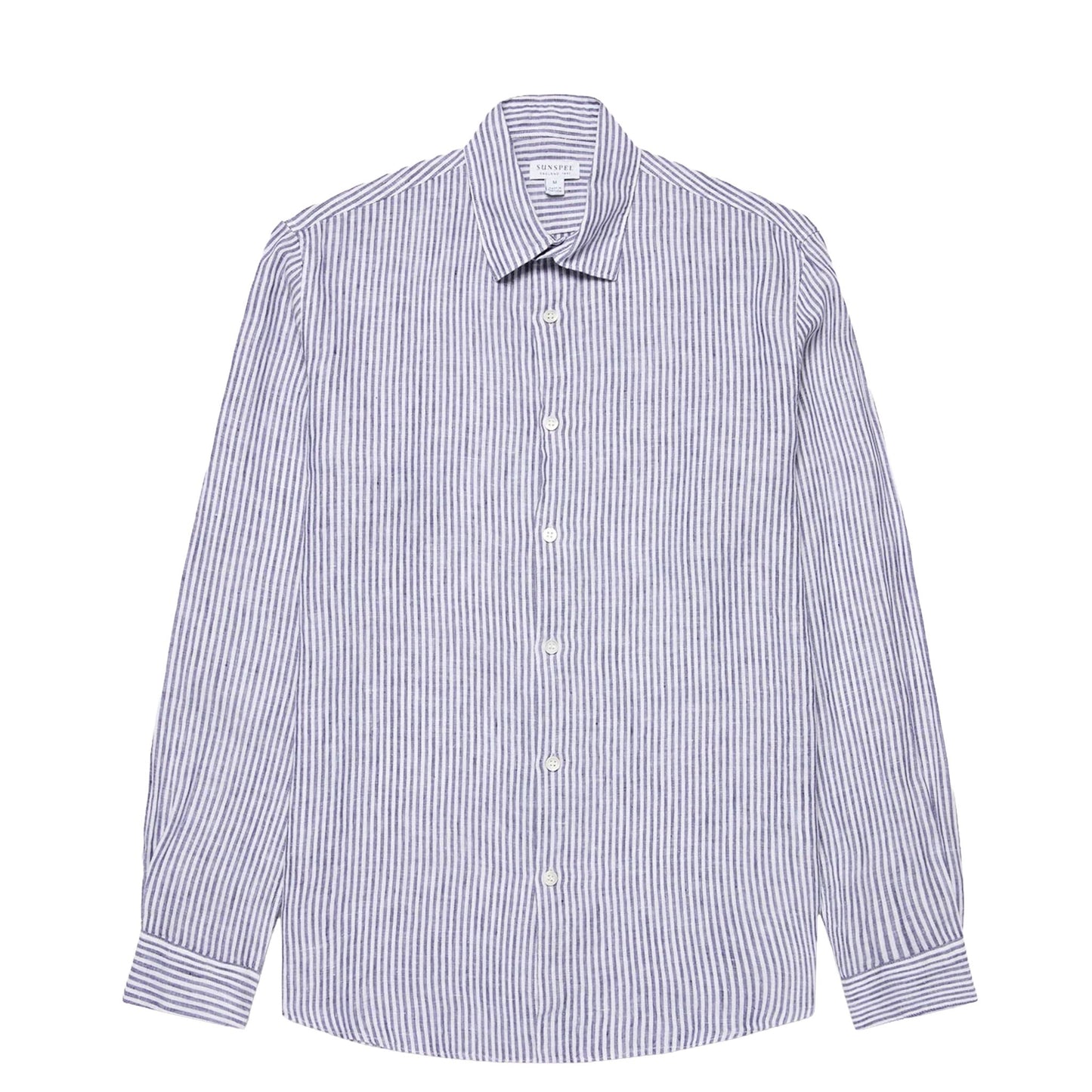 Sunspel Linen LS Shirt Vintage Linen Blue Stripe - The Sporting Lodge