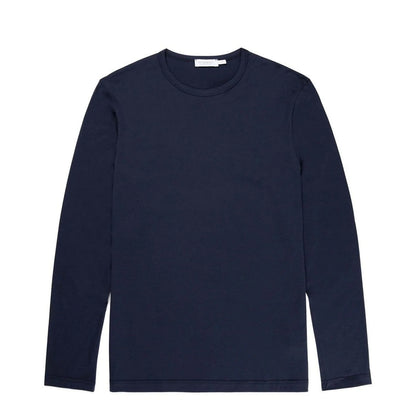 Sunspel Long Sleeve Crew Neck T-Shirt Navy - The Sporting Lodge
