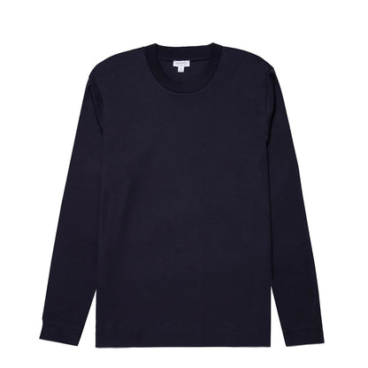 Sunspel Long Sleeve Heavyweight T-shirt Navy - The Sporting Lodge