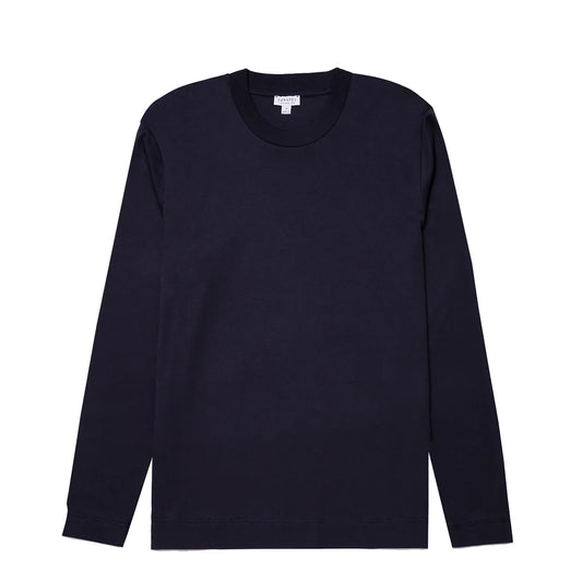Sunspel Long Sleeve Heavyweight T-shirt Navy