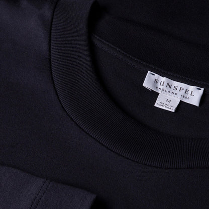 Sunspel Long Sleeve Heavyweight T-shirt Navy - The Sporting Lodge