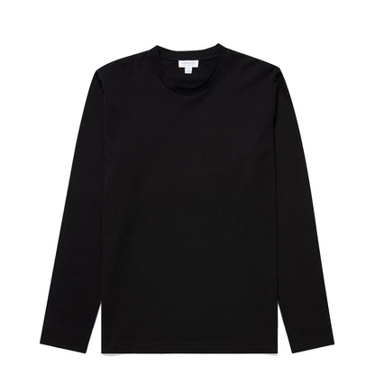 Sunspel Long Sleeve Riviera Midweight T-Shirt Black - The Sporting Lodge