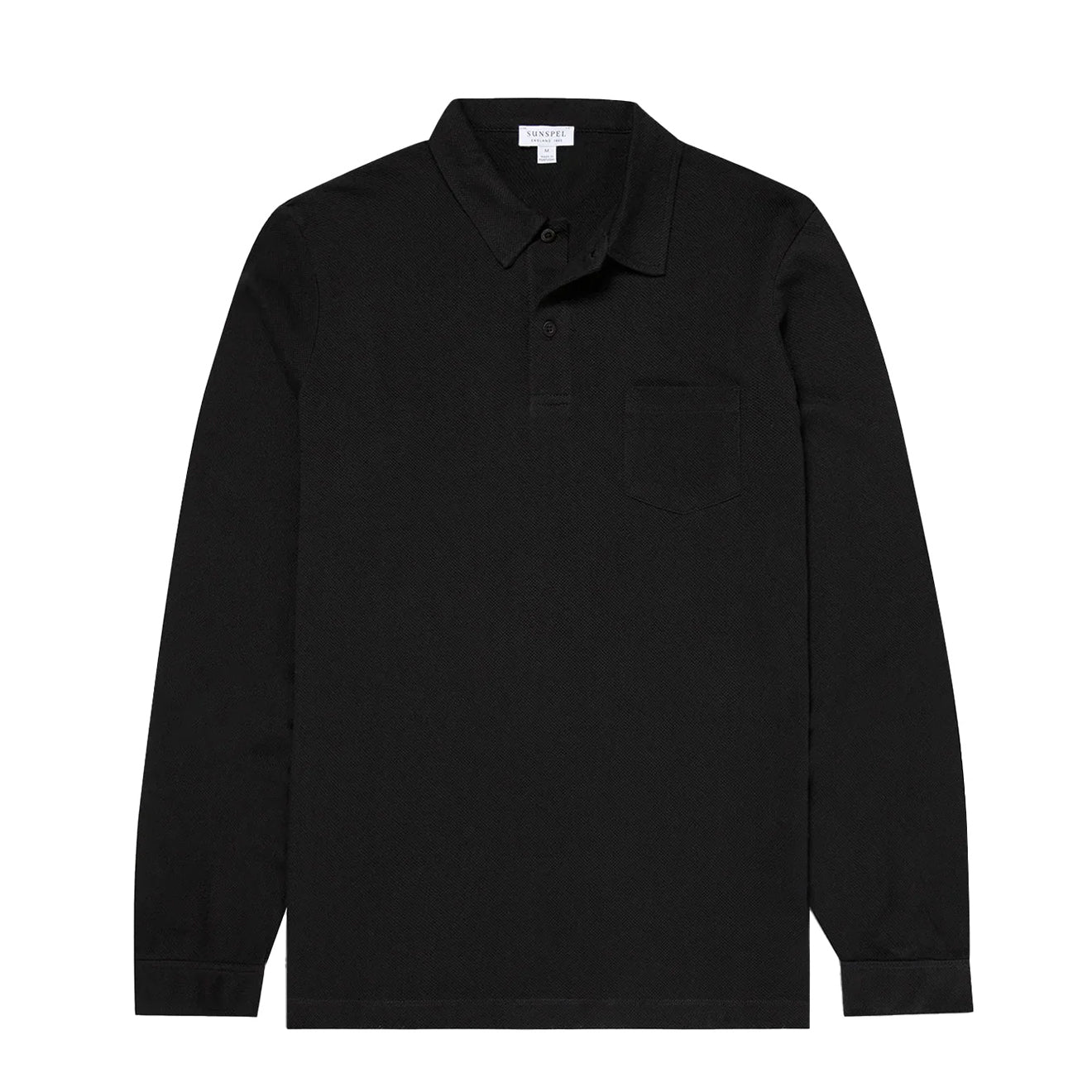 Sunspel Long Sleeve Riviera Polo Black