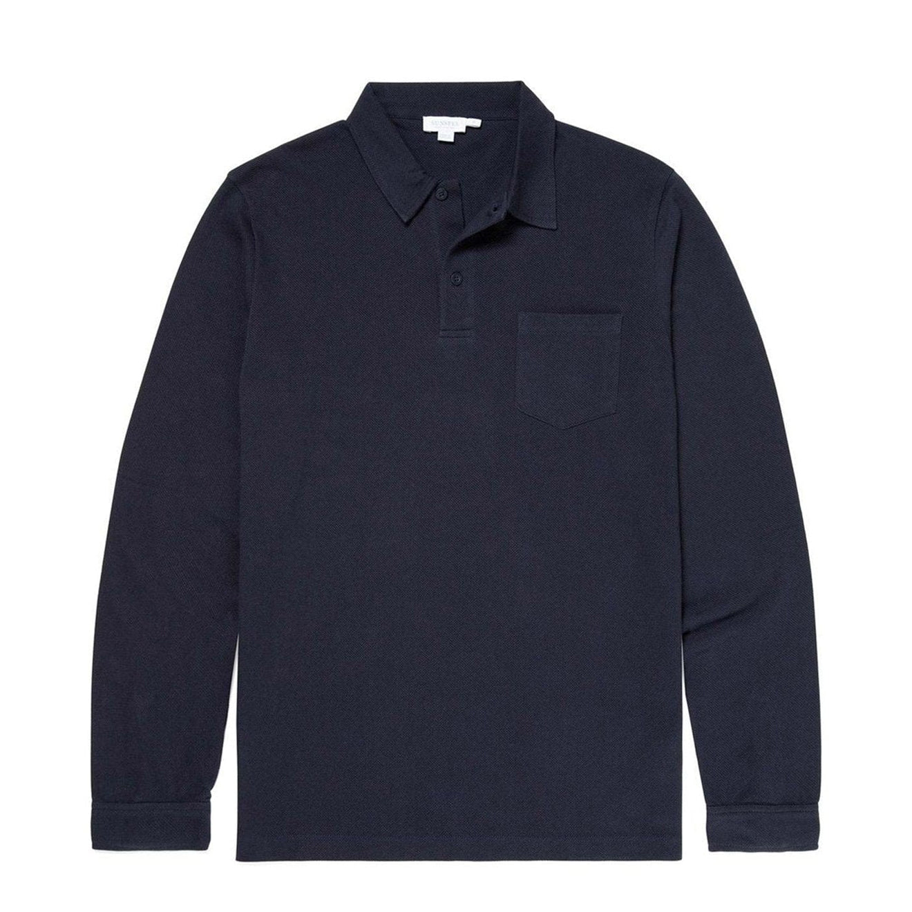 Sunspel Long Sleeved Riviera Polo Navy