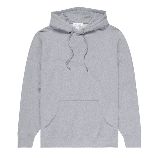 Sunspel Loopback Overhead Hoody Grey Melange - The Sporting Lodge
