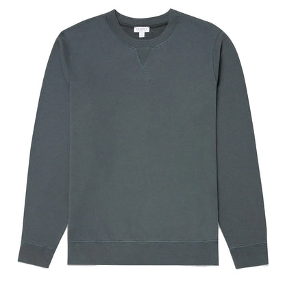 Sunspel Loopback Sweatshirt Drill Green - The Sporting Lodge