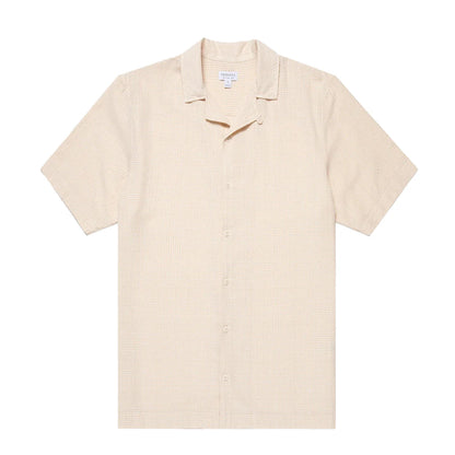 Sunspel Loose Weave Check Shirt Ecru - The Sporting Lodge