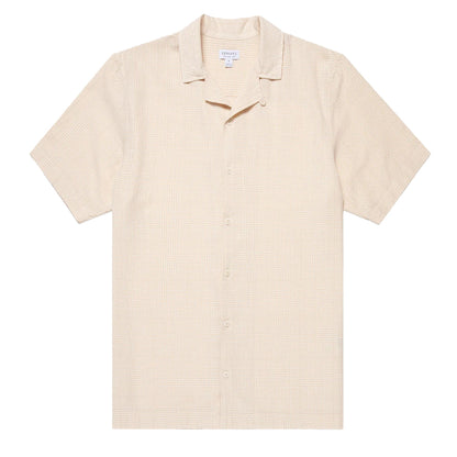 Sunspel Loose Weave Check Shirt Ecru - The Sporting Lodge