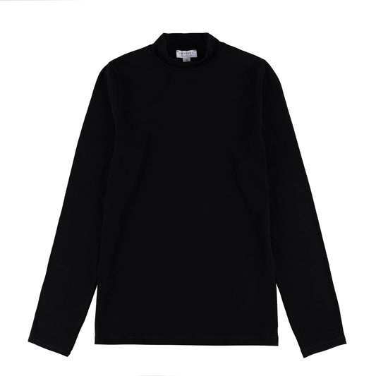 Sunspel Womens Mock Neck L/S Top Black