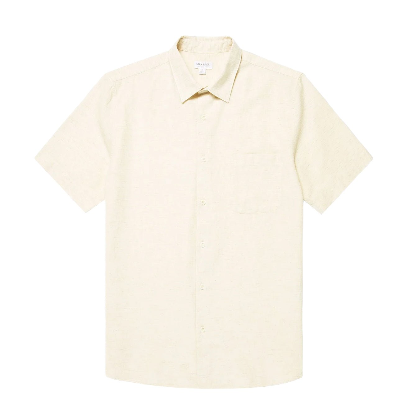 Sunspel Natural Texture Linen Shirt Ecru