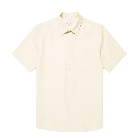 Sunspel Natural Texture Linen Shirt Ecru