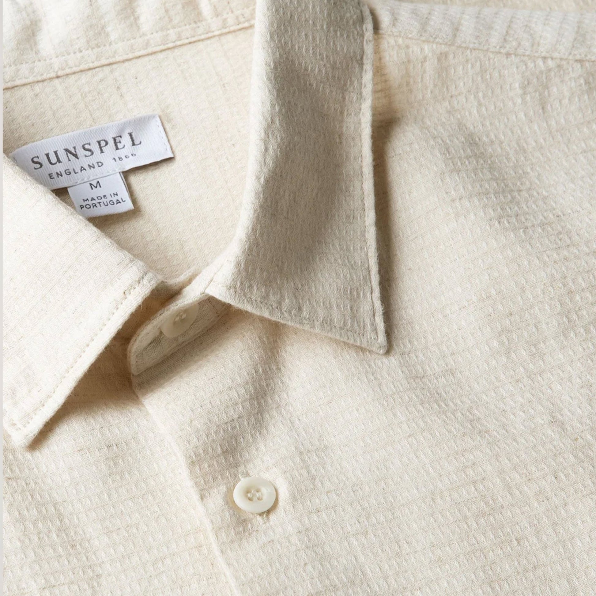 Sunspel Natural Texture Linen Shirt Ecru