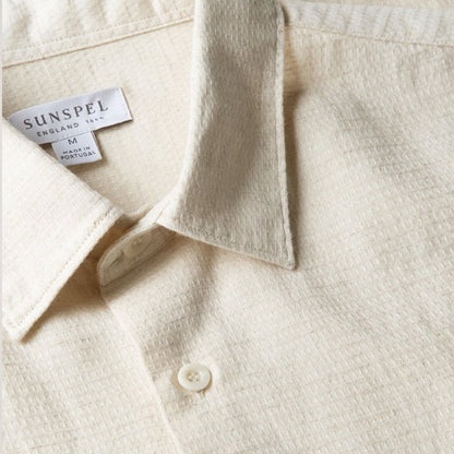 Sunspel Natural Texture Linen Shirt Ecru