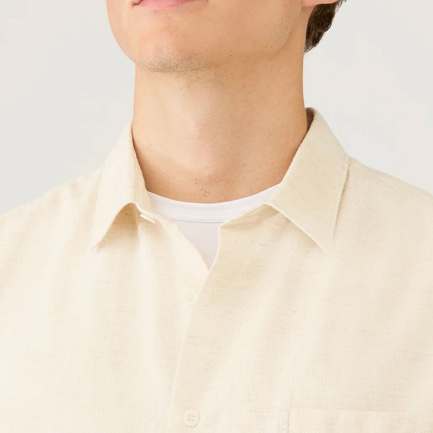 Sunspel Natural Texture Linen Shirt Ecru