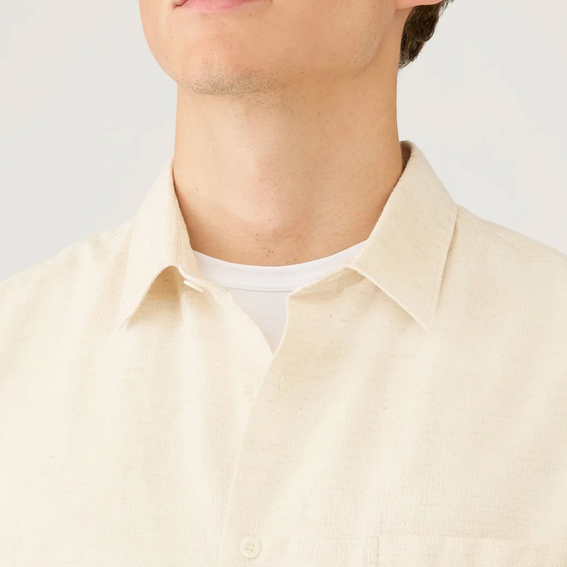 Sunspel Natural Texture Linen Shirt Ecru