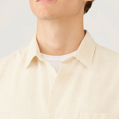 Sunspel Natural Texture Linen Shirt Ecru