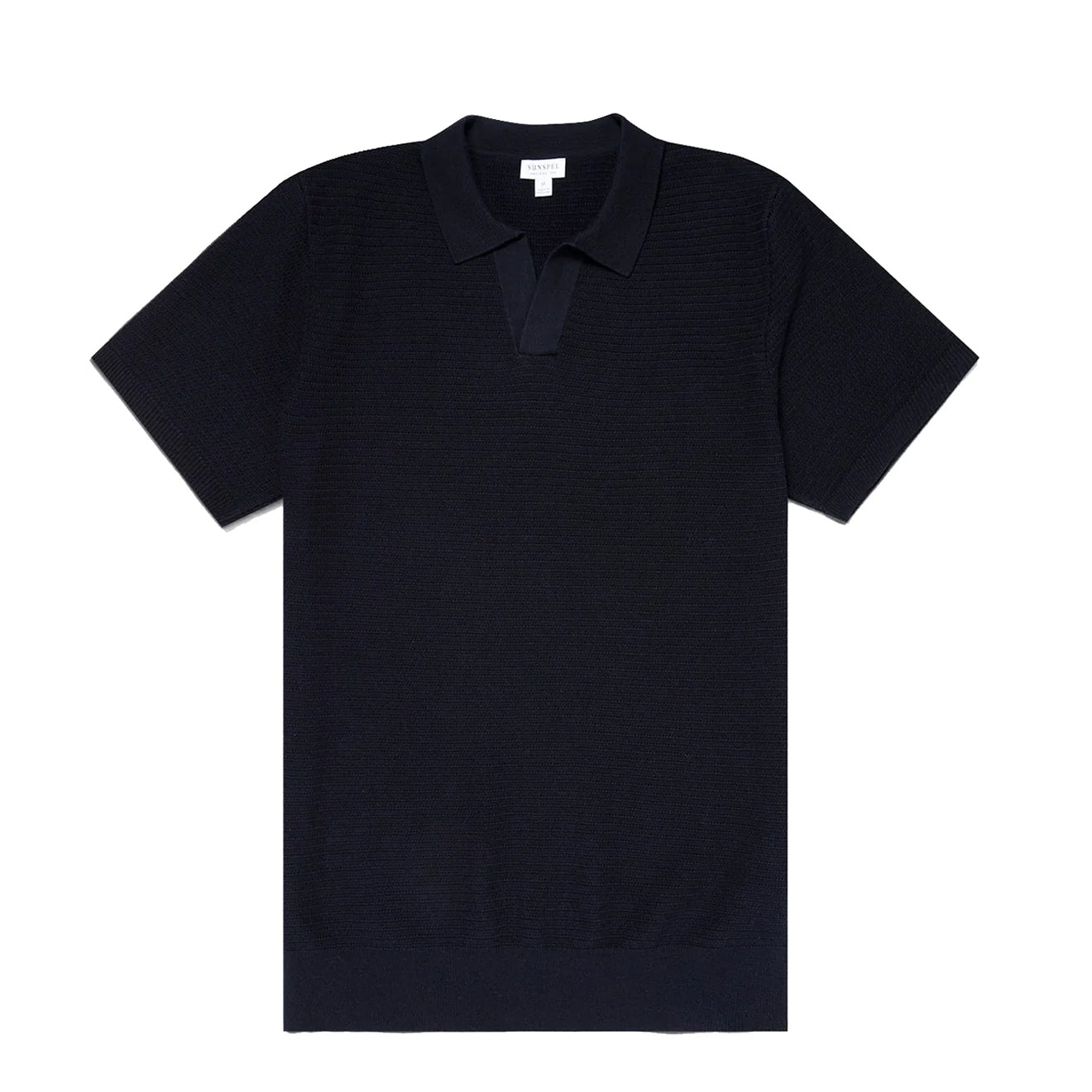 Sunspel Open Textured Polo Shirt Navy - The Sporting Lodge