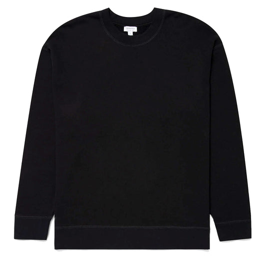 Sunspel Oversized Loopback Sweatshirt Black - The Sporting Lodge