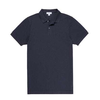 Sunspel Pique Polo Shirt Navy