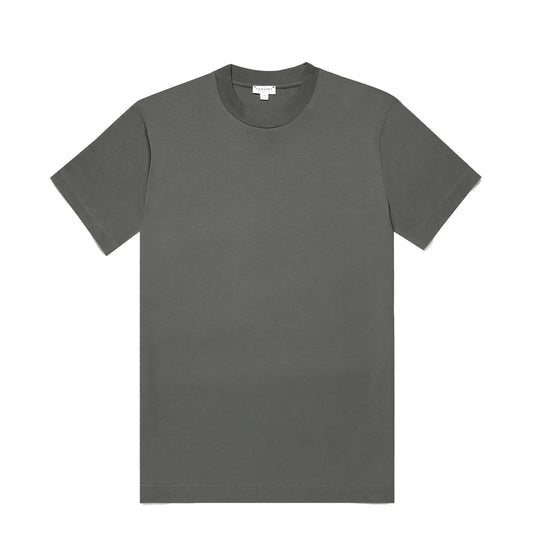 Sunspel Relaxed Fit Heavyweight Supima Cotton T‑Shirt Drill Green - The Sporting Lodge