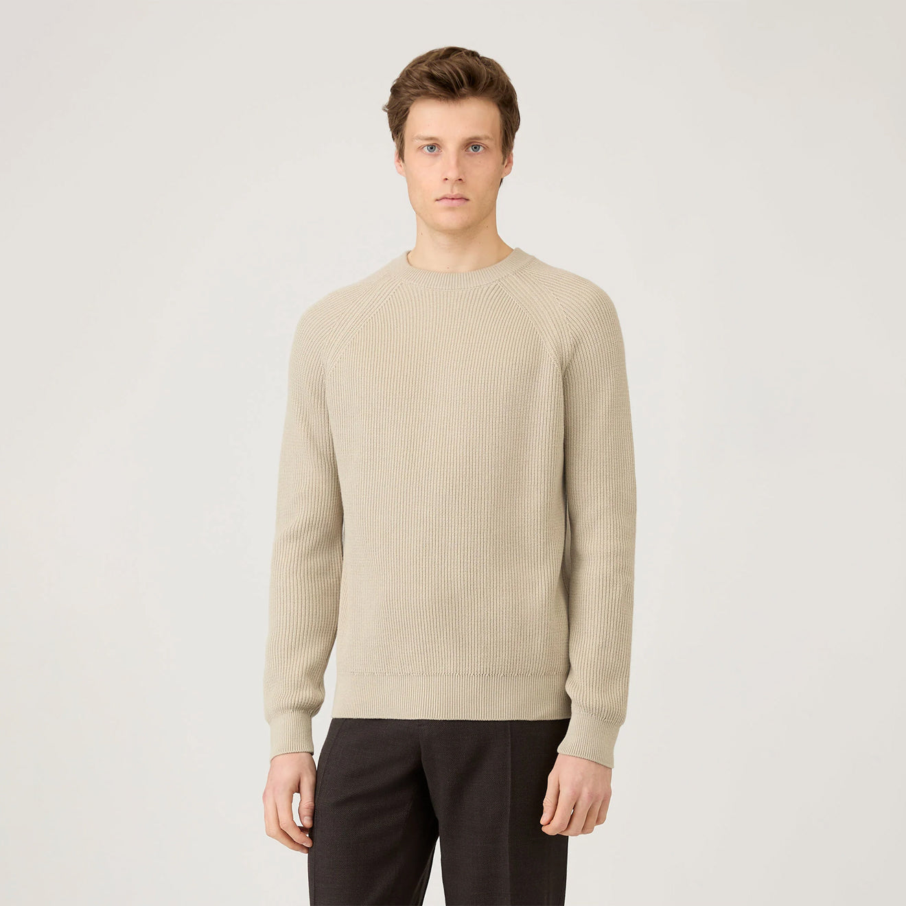 Sunspel Ribbed Cotton Jumper Mink