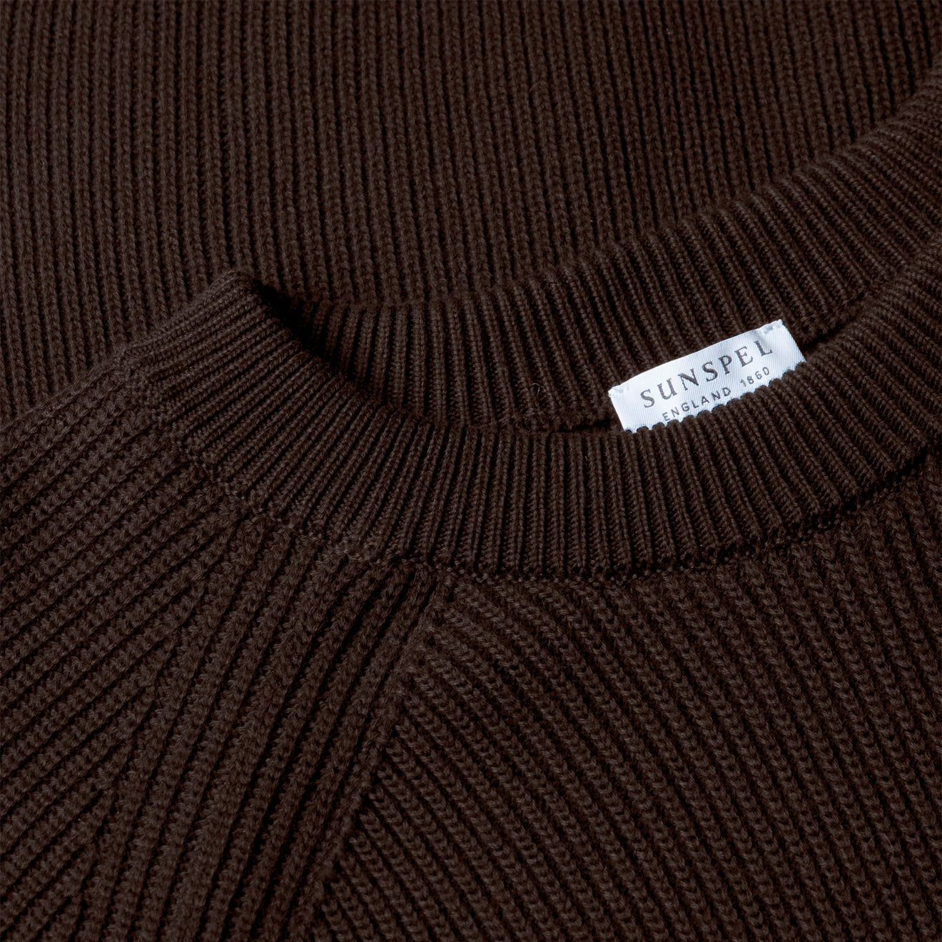 Sunspel Ribbed Cotton Jumper Truffle - The Sporting Lodge