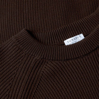 Sunspel Ribbed Cotton Jumper Truffle - The Sporting Lodge