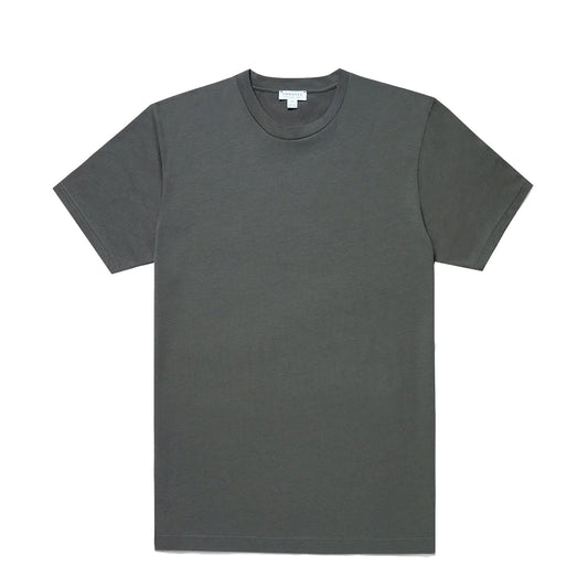 Sunspel Riviera Midweight T-Shirt Drill Green - The Sporting Lodge