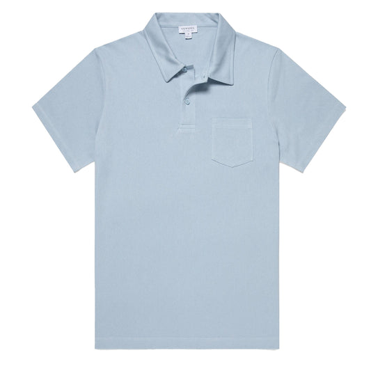 Sunspel Riviera Polo Shirt Blue Mist
