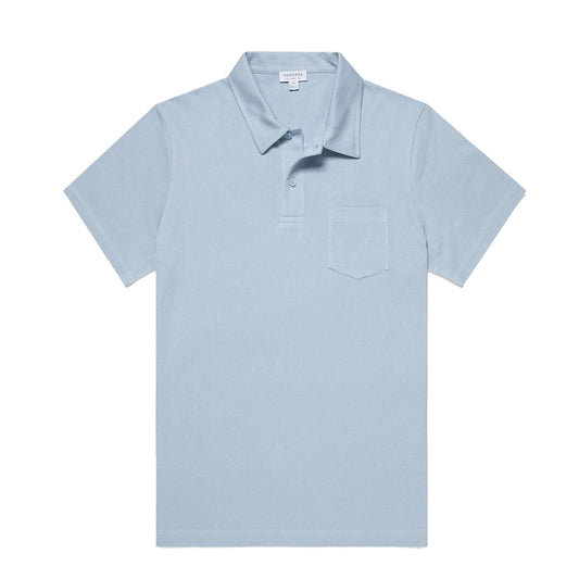 Sunspel Riviera Polo Shirt Blue Mist - The Sporting Lodge