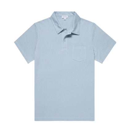 Sunspel Riviera Polo Shirt Blue Mist