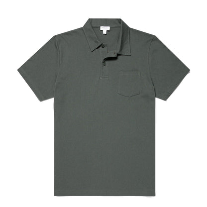 Sunspel Riviera Polo Shirt Drill Green - The Sporting Lodge
