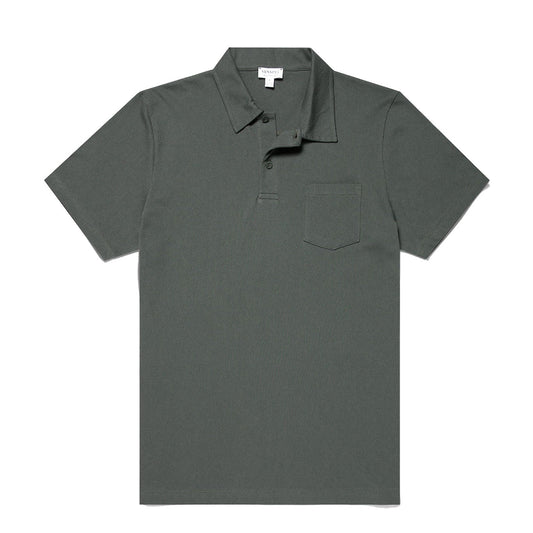 Sunspel Riviera Polo Shirt Drill Green - The Sporting Lodge