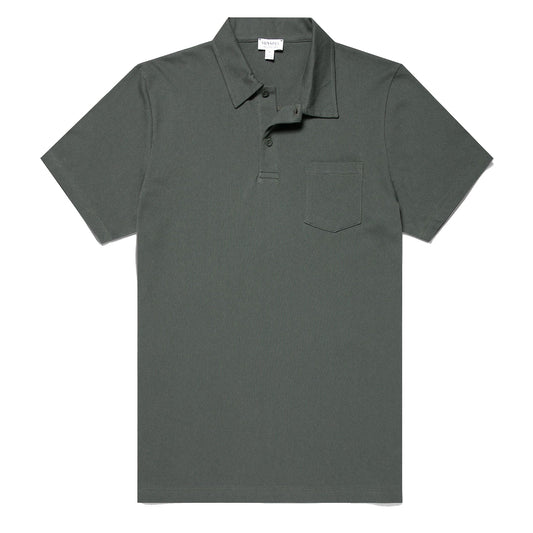 Sunspel Riviera Polo Shirt Drill Green - The Sporting Lodge