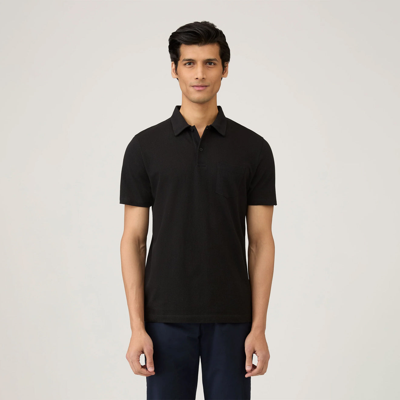 Sunspel Riviera S/S Polo Shirt Black